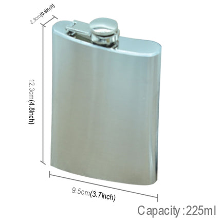 225mL (8oz) Outdoor Sports Handy Home Travel Wild Stainless Steel Portable Hip Flask(with Small Funnel)(Silver 225mL (8oz))-garmade.com