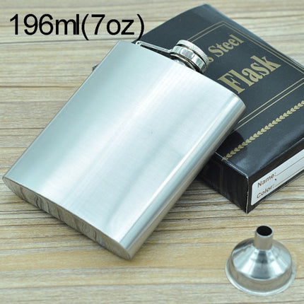 196mL (7oz) Outdoor Sports Handy Home Travel Wild Stainless Steel Portable Hip Flask(with Small Funnel)(Silver 196mL (7oz))-garmade.com