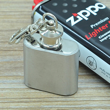 28mL(1oz)Cute Mini Portable Wine Jug Handy Stainless Steel Hip Flask with a Key Chain(Silver)-garmade.com