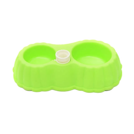 Pumpkin Shape Dog Cat Food Dish + Drinking Water Double Bowls with Automatic Water Dispenser, Size: S (Green)-garmade.com