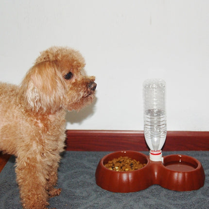 Pumpkin Shape Dog Cat Food Dish + Drinking Water Double Bowls with Automatic Water Dispenser, Size: S (Blue)-garmade.com