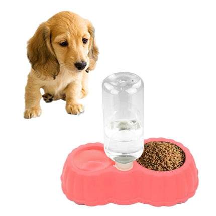 Pumpkin Shape Dog Cat Food Dish + Drinking Water Double Bowls with Automatic Water Dispenser, Size: S(Magenta)-garmade.com