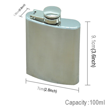 100ml(3.5oz) Pocket Flagon Outdoor Sports Flat Liquor Flask Camping Ultralight Portable Wearproof Wine Pot(Silver)-garmade.com