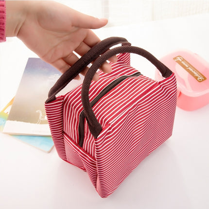 Multifunctional Thicken Stripe Cloth Lunchbox Bag Handbag Lunch Heat Preservation Cold Insulation Bag Storage Bag, Size: 23x17x15cm(Red)-garmade.com