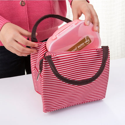 Multifunctional Thicken Stripe Cloth Lunchbox Bag Handbag Lunch Heat Preservation Cold Insulation Bag Storage Bag, Size: 23x17x15cm(Red)-garmade.com