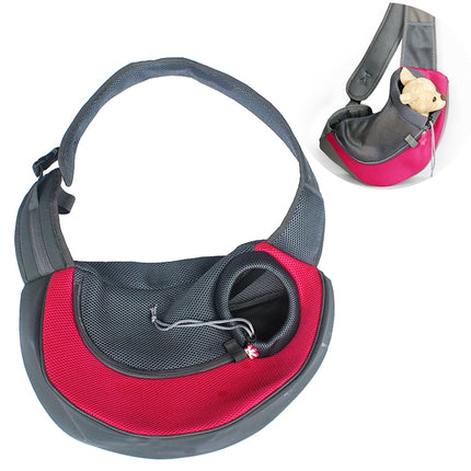 Dog and Cat Sling Carrier Hands Free Reversible Pet Papoose Bag, Size：Small(Red)-garmade.com
