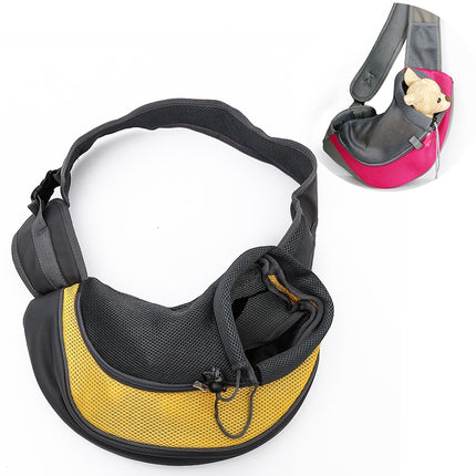 Dog and Cat Sling Carrier Hands Free Reversible Pet Papoose Bag, Size：Small(Yellow)-garmade.com