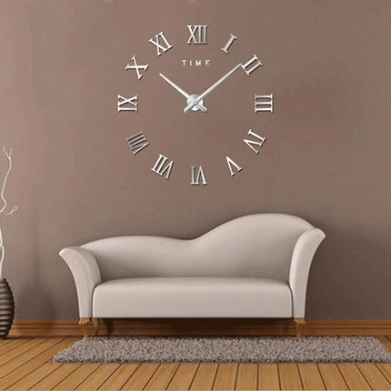 40 inch Creative Living Room Decorative Ticking Wall Clock(Silver)-garmade.com