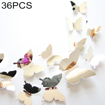 36 PCS Home Decoration Originality PC 3D Mirror Surface Butterfly Wall Paste-garmade.com