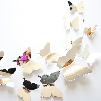 36 PCS Home Decoration Originality PC 3D Mirror Surface Butterfly Wall Paste-garmade.com