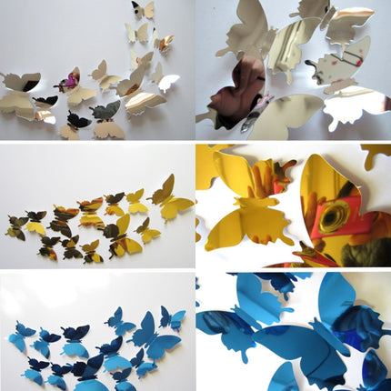 36 PCS Home Decoration Originality PC 3D Mirror Surface Butterfly Wall Paste-garmade.com