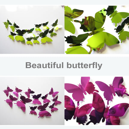 36 PCS Home Decoration Originality PC 3D Mirror Surface Butterfly Wall Paste-garmade.com