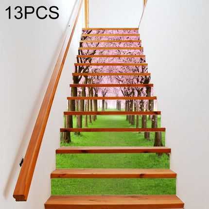 13 PCS DIY Creative Cherry Tree Beautiful Scenery Street Stairs Sticker Home Decoration, Size: 18*100cm-garmade.com