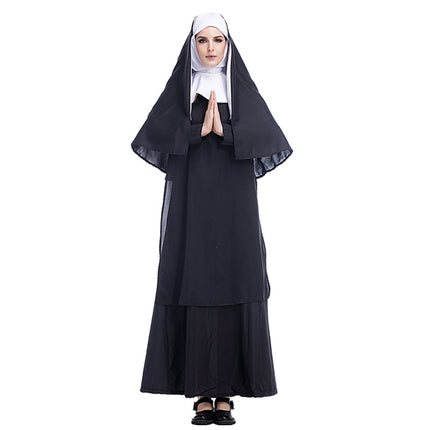 Halloween Costume Women Nun Missionary Cosplay Clothing, Size:L, Bust:108cm, Dress Length:144cm, Shoulder Width:40cm-garmade.com