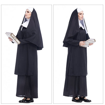 Halloween Costume Women Nun Missionary Cosplay Clothing, Size:M, Bust:100cm, Dress Length:141cm, Shoulder Width:39cm-garmade.com