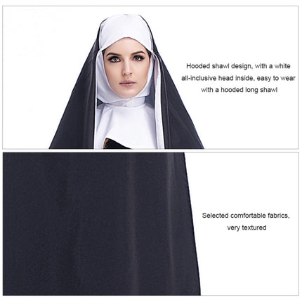 Halloween Costume Women Nun Missionary Cosplay Clothing, Size:M, Bust:100cm, Dress Length:141cm, Shoulder Width:39cm-garmade.com