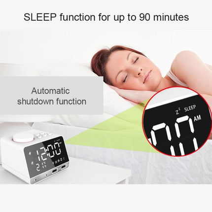 K11 Bluetooth Alarm Clock Speaker Creative Digital Music Clock Display Radio with Dual USB Interface, Support U Disk / TF Card / FM / AUX, EU Plug(Black)-garmade.com