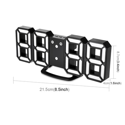 Multi-Function Large 3D LED Digital Wall Alarm Clock with Snooze Function, 12/24 Hours Display for Home, Kitchen, Office, DC 5V, CE Certificated(White)-garmade.com
