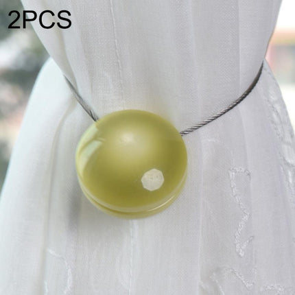 2 PCS Fashion Cat Eye Resin Steel Wire Magnet Curtain Buckle Tie Rope(Green)-garmade.com