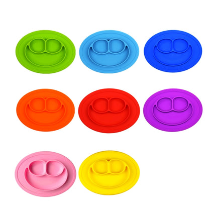 Smile Style One-piece Round Silicone Suction Placemat for Children, Built-in Plate and Bowl (Pink)-garmade.com