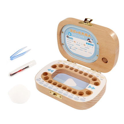 Creative Wooden Children TV Set Deciduous Tooth Preservation Box Baby Teeth Tooth House Storage Box-garmade.com