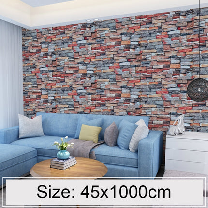 Creative 3D Color Stone Brick Decoration Wallpaper Stickers Bedroom Living Room Wall Waterproof Wallpaper Roll, Size: 45 x 1000cm-garmade.com