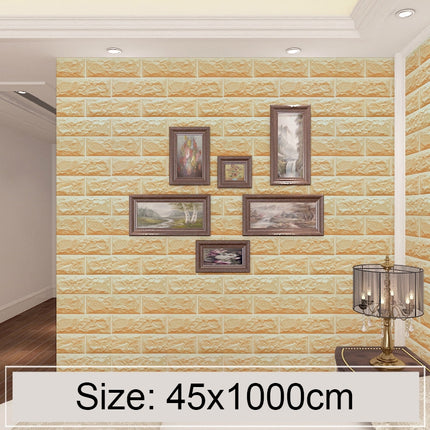 Creative 3D Gold Brick Stone Brick Decoration Wallpaper Stickers Bedroom Living Room Wall Waterproof Wallpaper Roll, Size: 45 x 1000cm-garmade.com