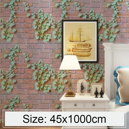 Creative 3D Parthenocissus Stone Brick Decoration Wallpaper Stickers Bedroom Living Room Wall Waterproof Wallpaper Roll, Size: 45 x 1000cm-garmade.com
