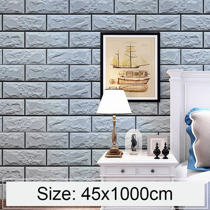 Silver Grey Brick Creative 3D Stone Brick Decoration Wallpaper Stickers Bedroom Living Room Wall Waterproof Wallpaper Roll, Size: 45 x 1000cm-garmade.com