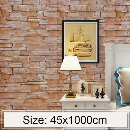 Slate Creative 3D Stone Brick Decoration Wallpaper Stickers Bedroom Living Room Wall Waterproof Wallpaper Roll, Size: 45 x 1000cm-garmade.com