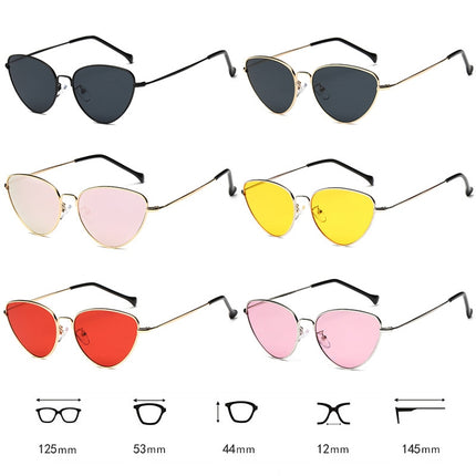 Women Cat Eyes Shape Color Lens UV400 Protective Sunglasses-garmade.com