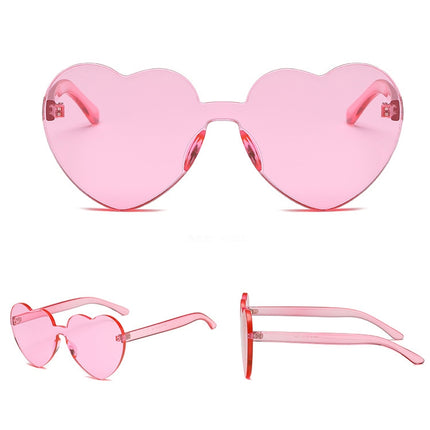 Heart Shape Rimless UV400 Sunglasses for Women(Pink)-garmade.com