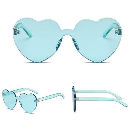 Heart Shape Rimless UV400 Sunglasses for Women(Green)-garmade.com