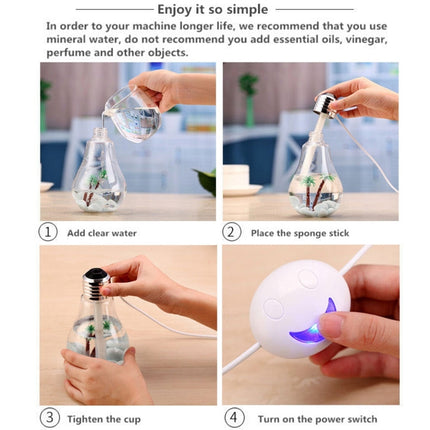 400ML Colorful Light Portable Bulb Shape Aromatherapy Air Purifier Humidifier for Home / Office / Car(Silver)-garmade.com