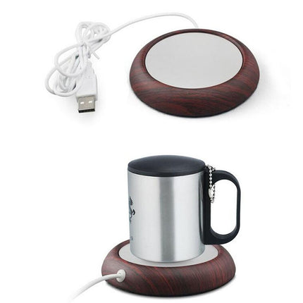 Wood Grain Marble Design USB Desktop Mug Cup Warmer Tea Coffee Drinks Heating Mat Pad, Random Color Delivery-garmade.com