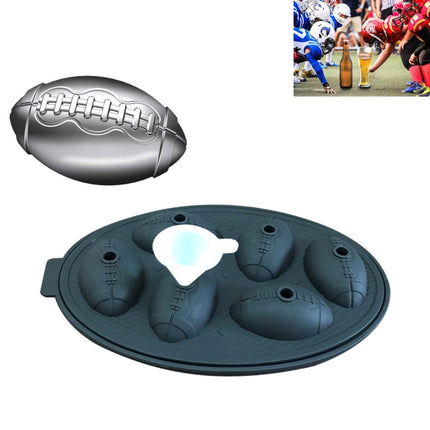 Rugby Shape 3D Ice Cube Mold Maker Bar Party Silicone Trays Chocolate Mold Kitchen Tool (Black)-garmade.com