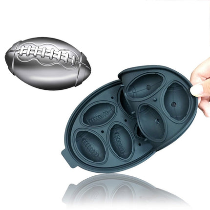 Rugby Shape 3D Ice Cube Mold Maker Bar Party Silicone Trays Chocolate Mold Kitchen Tool (Black)-garmade.com