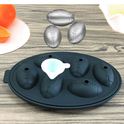 Rugby Shape 3D Ice Cube Mold Maker Bar Party Silicone Trays Chocolate Mold Kitchen Tool (Black)-garmade.com