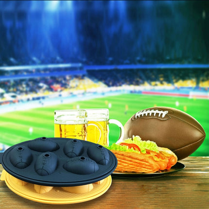 Rugby Shape 3D Ice Cube Mold Maker Bar Party Silicone Trays Chocolate Mold Kitchen Tool (Black)-garmade.com