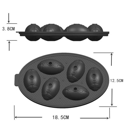 Rugby Shape 3D Ice Cube Mold Maker Bar Party Silicone Trays Chocolate Mold Kitchen Tool (Black)-garmade.com