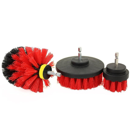 3 PCS Bathroom Kitchen Cleaning Brushes Kit for Electric Drill(Red)-garmade.com