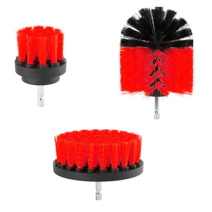 3 PCS Bathroom Kitchen Cleaning Brushes Kit for Electric Drill(Red)-garmade.com