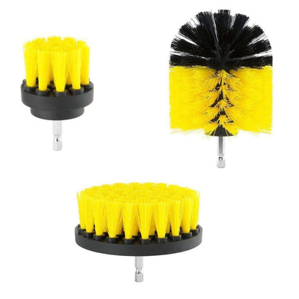 3 PCS Bathroom Kitchen Cleaning Brushes Kit for Electric Drill(Yellow)-garmade.com