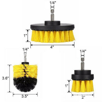 3 PCS Bathroom Kitchen Cleaning Brushes Kit for Electric Drill(Yellow)-garmade.com