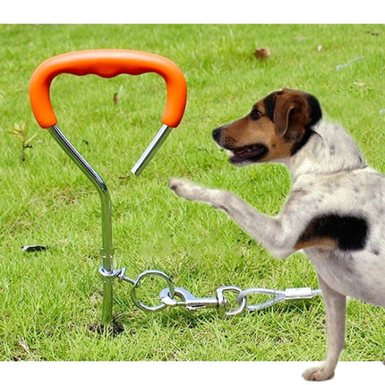 Dog Pile Fixation Spiral Nail with Handle For Medium Small Dog Long Training Outdoor, Size: 45cm*9mm-garmade.com