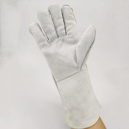 246# Wear-Resistant Full Two-layer Leather Insulation Gloves High Temperature Welding Welder Gloves Leather Work Protection, Size: 34*16cm-garmade.com