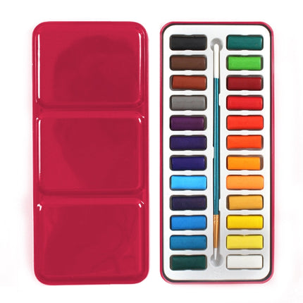 24 Colors Portable Iron Box Solid Watercolor Paints Set for Artist School Student Outdoor Water Color Sketch Painting Stationery-garmade.com