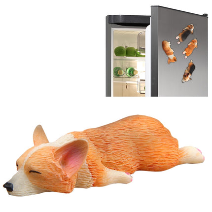 Home Decoration Lovely Rrunk on Sleep Corgi 3D Magnetic Buckle Fridge Paste-garmade.com