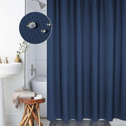 Thickening Waterproof And Mildew Curtain Honeycomb Texture Polyester Cloth Shower Curtain Bathroom Curtains,Size:120*180cm(Dark Blue)-garmade.com