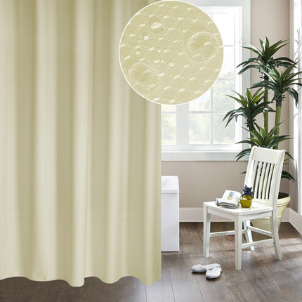 Thickening Waterproof And Mildew Curtain Honeycomb Texture Polyester Cloth Shower Curtain Bathroom Curtains,Size:120*200cm(Beige)-garmade.com